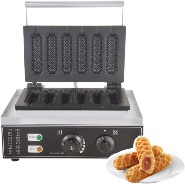 Commercial Corn Dog Stick Waffle Maker 1550W 6pc