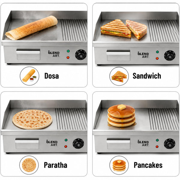 Commercial Electric Griddle 3000W Half Grove Half Plain